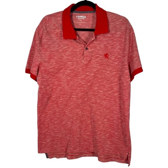 Express, Size Large, Red Spacedye Pique Polo, Textured, Cotton, Breathable, EUC - Picture 1 of 7